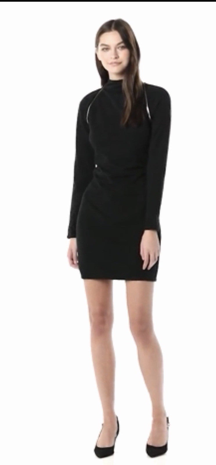 Armani Exchange Women's Fitted Dress with Raglan Zipper Sleeve Detailing