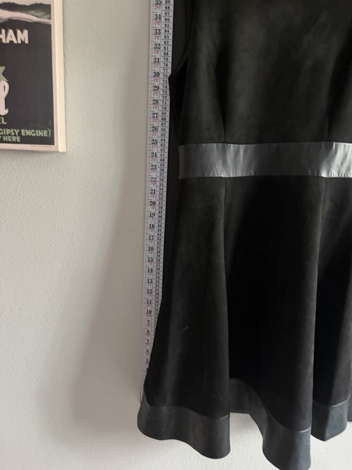 Calvin Klein Sheath Dress Black Faux Leather Sleeveless Knee Length Size 6