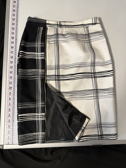Worthington Womens Black White Grid Pencil Skirt Front Zipper Detail Size 6