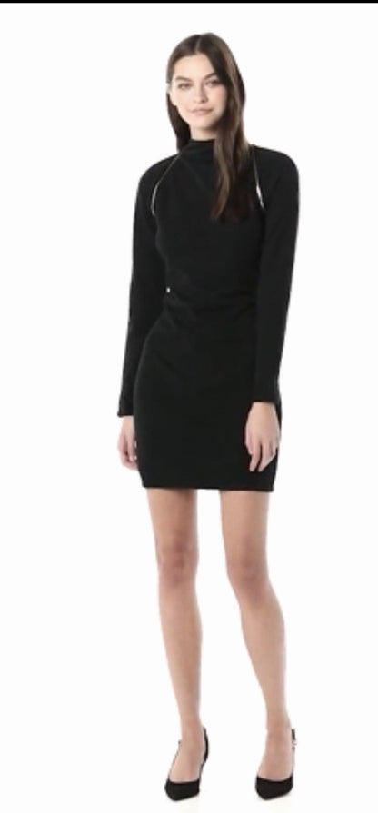 Armani Exchange Women's Fitted Dress with Raglan Zipper Sleeve Detailing