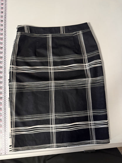 Worthington Womens Black White Grid Pencil Skirt Front Zipper Detail Size 6