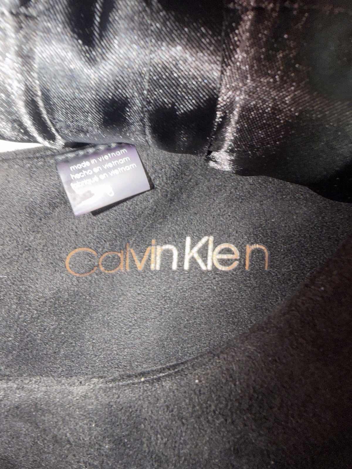Calvin Klein Sheath Dress Black Faux Leather Sleeveless Knee Length Size 6