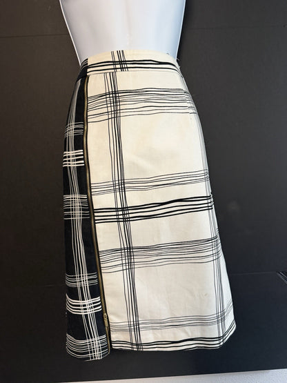 Worthington Womens Black White Grid Pencil Skirt Front Zipper Detail Size 6