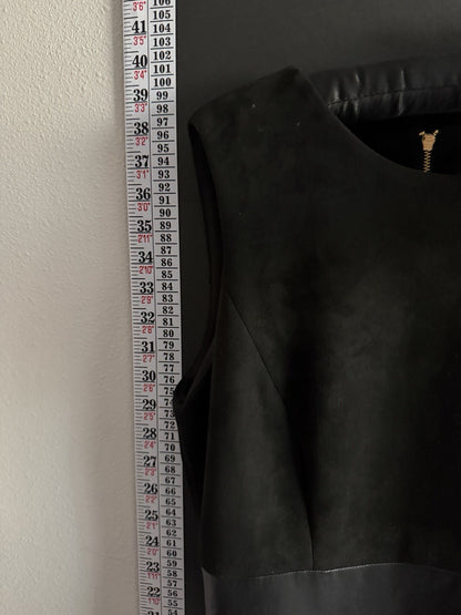 Calvin Klein Sheath Dress Black Faux Leather Sleeveless Knee Length Size 6