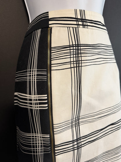 Worthington Womens Black White Grid Pencil Skirt Front Zipper Detail Size 6