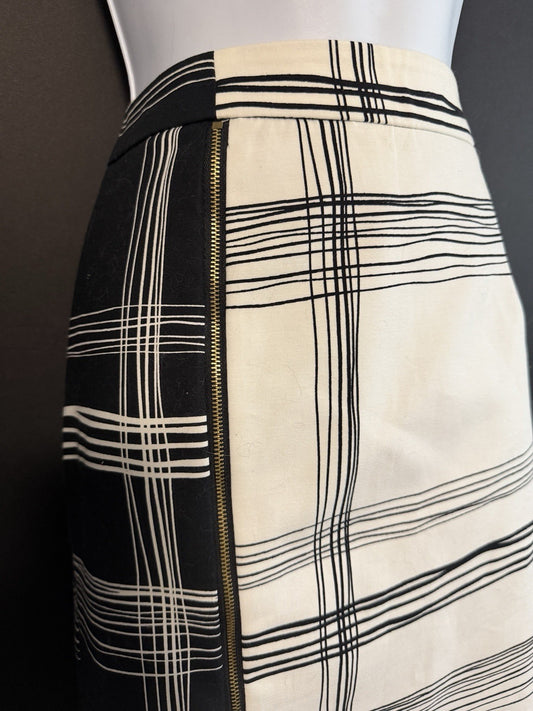 Worthington Womens Black White Grid Pencil Skirt Front Zipper Detail Size 6
