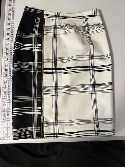 Worthington Womens Black White Grid Pencil Skirt Front Zipper Detail Size 6
