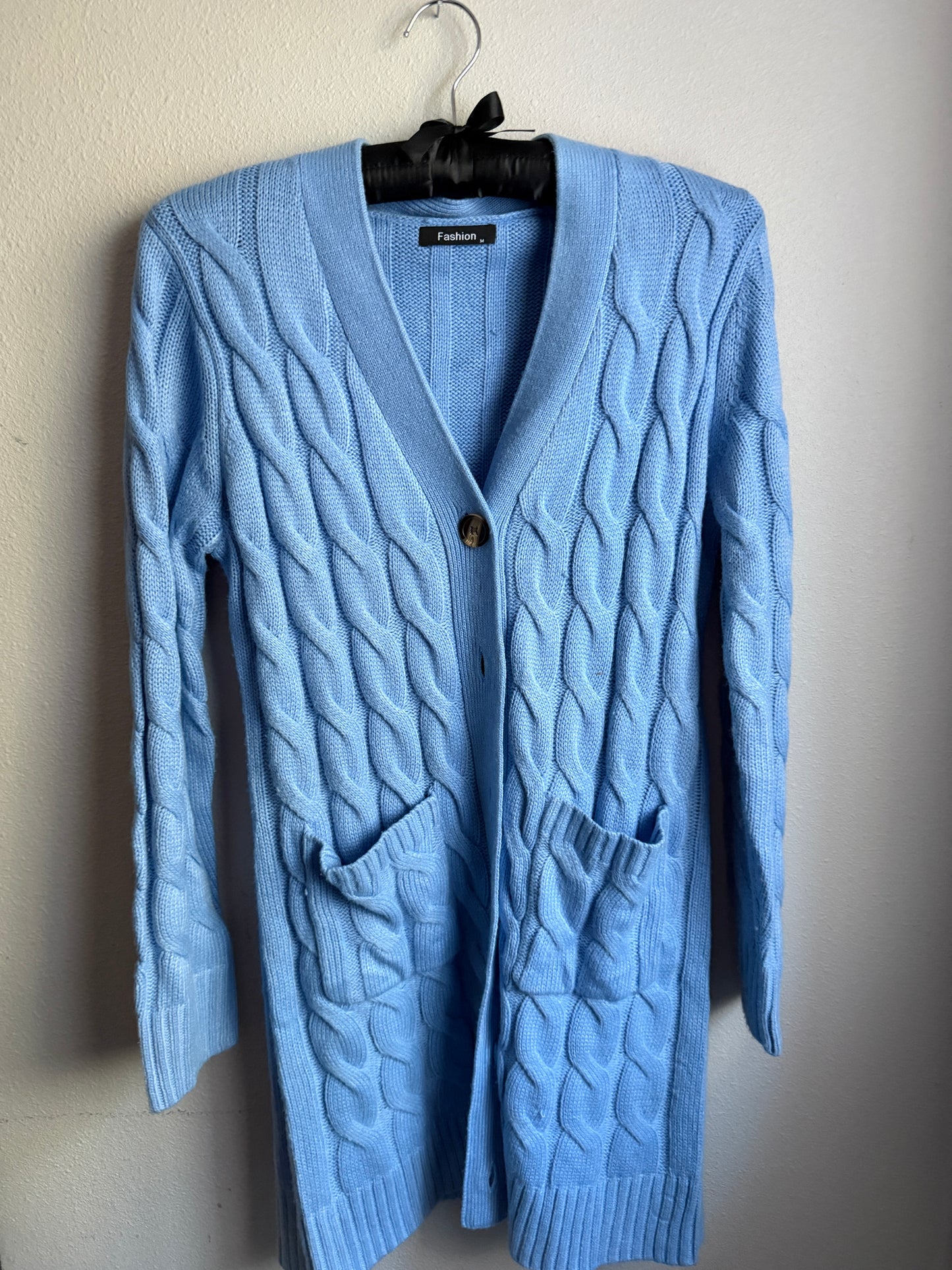 PRETTYGARDEN Long Sleeve Cable Knit Long Cardigan for Women 2026 Spring Winter Chunky Open Front Button Sweaters with Pockets (new without tags) size Medium