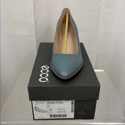 Timeless Pump you can wear ALL DAY! Ecco Pointed Closed Toe Kitten Heel Steel Blue EU41/US 10-10.5 NEVER WORN