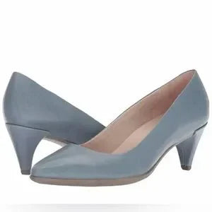 Timeless Pump you can wear ALL DAY! Ecco Pointed Closed Toe Kitten Heel Steel Blue EU41/US 10-10.5 NEVER WORN